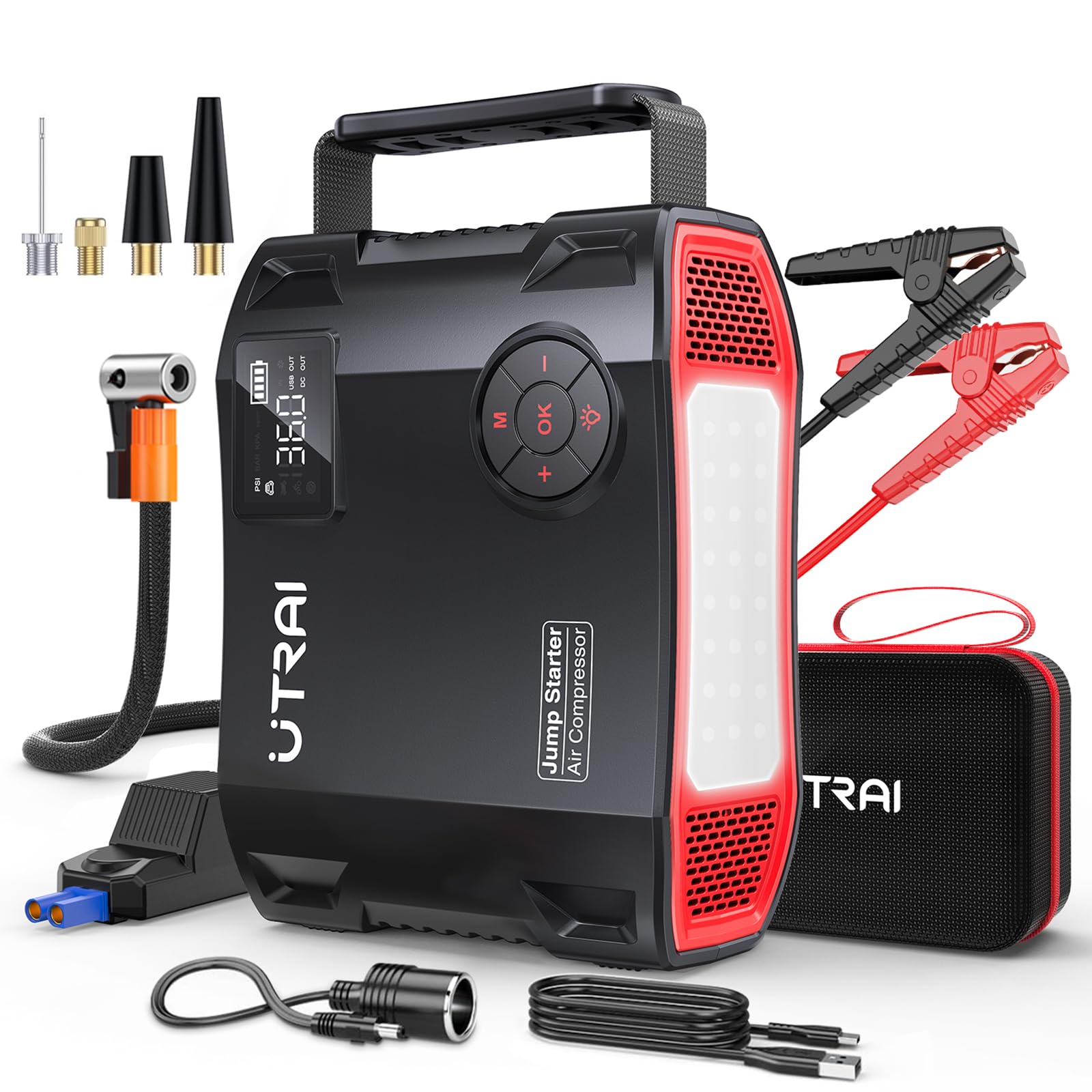 Arrancador De Baterías 7000A Con Compresor De Aire - 12V, Ideal Para Coches, Moto Y Emergencias